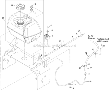 Fuel Tank Assembly Diagram and Parts List for TTX650EKCE604N (314000000-314999999)(2014) Exmark Lawn Mower