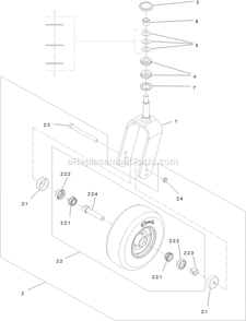 Caster Tire Assembly Diagram and Parts List for LZS88CDYM96RW0 (406294345-408644345)(2020) Exmark Lawn Mower