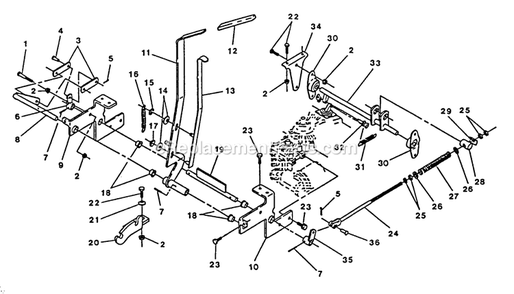 Parking Brake Diagram and Parts List for TR-1800  Exmark Lawn Mower