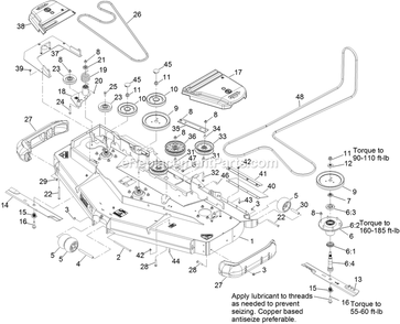 Deck Assembly Diagram and Parts List for LZDS902K72RD (313000000-313999999)(2013) Exmark Lawn Mower