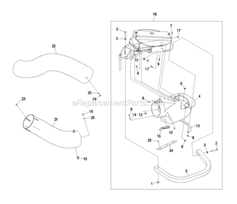 Blower Assembly (2) Diagram and Parts List for LHPUV4448 (790000-849999)(2009) Exmark Lawn Tractor Accessories