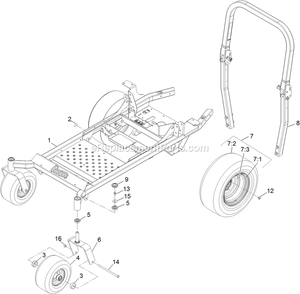 Main Frame Assembly Diagram and Parts List for PNS740GKC604A4 (315000000-315999999)(2015) Exmark Lawn Mower