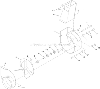 Blower Assembly Diagram and Parts List for NVS640CKC42000 (315000000-315999999)(2015) Exmark Lawn Mower