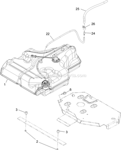 Fuel Tank Mounting Assembly Diagram and Parts List for LZE27KC604 (920000-999999)(2011) Exmark Lawn Mower