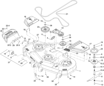 Deck Assembly Diagram and Parts List for LZX801GKA60600 (404314159-406294344)(2019) Exmark Lawn Mower
