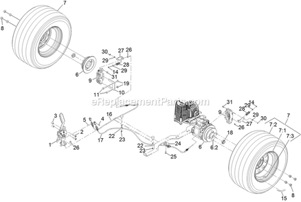 Rear Wheel And Park Brake Assembly Diagram and Parts List for LZE600KA484 (312000000-312999999)(2012) Exmark Lawn Mower