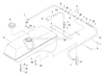 Fuel Group Diagram and Parts List for LAS23KC524 (600000-669999)(2006) Exmark Lawn Mower