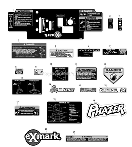 Decal Group Diagram and Parts List for PHZ19KA344CA (720000-789999)(2008) Exmark Lawn Mower
