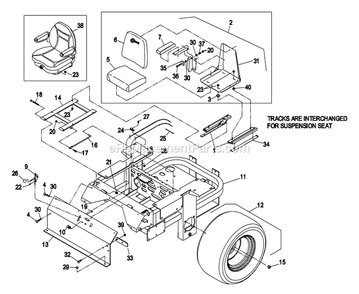 Main Frame Group Diagram and Parts List for LZ25KA604 (320000-369999)(2002) Exmark Lawn Mower