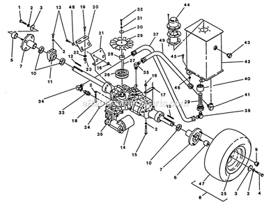 Transaxle And Hydraulics Diagram and Parts List for TR-1800  Exmark Lawn Mower