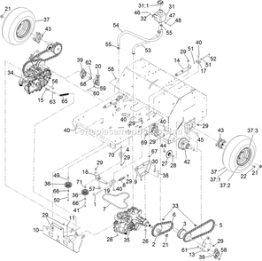 Ground Drive Assembly Diagram and Parts List for SAR481KA30 (312000000-312999999)(2012) Exmark Aerator