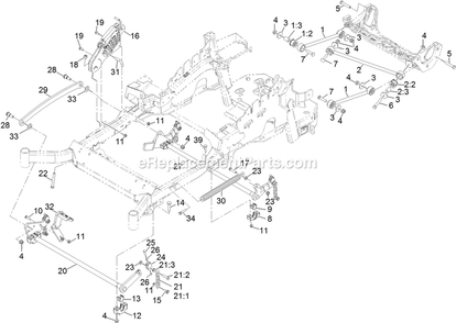 Deck Lift Assembly Diagram and Parts List for LZS742KC604 (314000000-314999999)(2014) Exmark Lawn Mower
