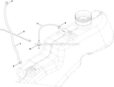 Fuel Delivery Assembly Diagram and Parts List for QTE708GEM50200 (316000000-399999999)(2016) Exmark Lawn Mower