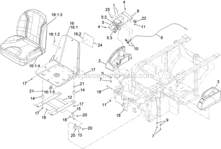 Seat Assembly Diagram and Parts List for NVS730AKC48000 (402082300-404314158)(2018) Exmark Lawn Mower