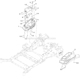 Controls Assembly Diagram and Parts List for LZX980EKC96RW0 (406294345-408644345)(2020) Exmark Lawn Mower