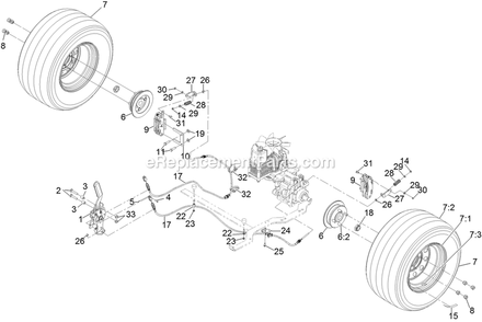 Rear Wheel And Park Brake Assembly Diagram and Parts List for LZX940EKC606 (313000000-313999999)(2013) Exmark Lawn Mower