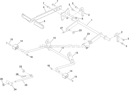 Deck Lift Assembly Diagram and Parts List for QZE600CKA42200 (404314159-406294344)(2019) Exmark Lawn Mower