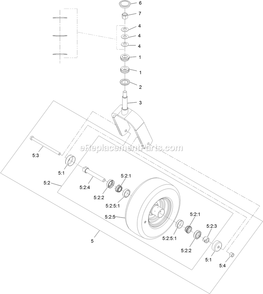 Caster Wheel And Fork Assembly Diagram and Parts List for LZE740EKC60400 (406294345-408644345)(2020) Exmark Lawn Mower