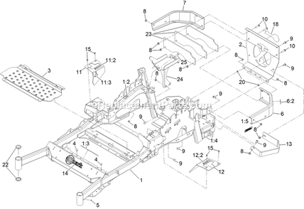 Main Frame Assembly Diagram and Parts List for LZS801CKA60RA1 (411294212-999999999)(2022) Exmark Lawn Mower