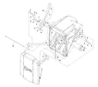 Door Linkage Diagram and Parts List for FRCK604 (720000-789999)(2008) Exmark Lawn Tractor Accessories