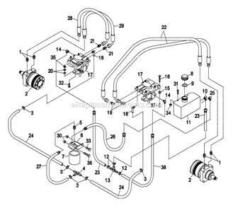 Hydraulic Group Diagram and Parts List for TT23KA (260000-319999)(2001) Exmark Lawn Mower