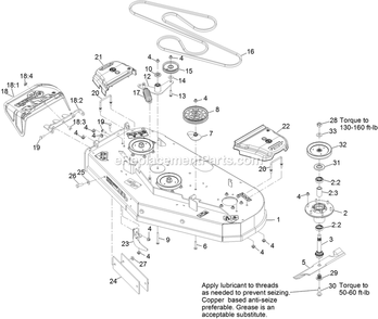 Deck Assembly Diagram and Parts List for VTS730AKC52400 (400000000-402082299)(2017) Exmark Lawn Mower