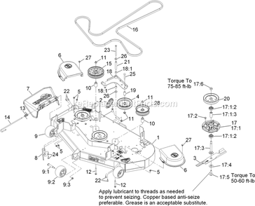 Deck Assembly Diagram and Parts List for PNE22KA482 (920000-999999)(2011) Exmark Lawn Mower