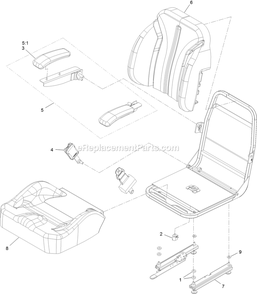 Seat With Tracks Assembly Diagram and Parts List for RAS720GKC52300 (400000000-402082299)(2017) Exmark Lawn Mower