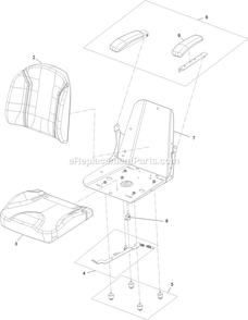Seat Assembly (2) Diagram and Parts List for QZS708GEM54200 (408644346-411294211)(2021) Exmark Lawn Mower