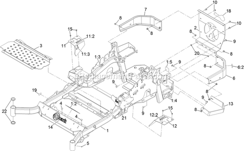 Main Frame Assembly Diagram and Parts List for LZE751GKA604A1 (400000000-402082299)(2017) Exmark Lawn Mower