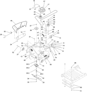Deck Assembly Diagram and Parts List for QZE708GEM34200 (402082300-404314158)(2018) Exmark Lawn Mower