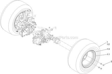 Rear Wheel Assembly Diagram and Parts List for RAS708GEM603C3 (402082300-404314158)(2018) Exmark Lawn Mower
