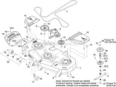 Deck Assembly Diagram and Parts List for LZE742GKC60403 (315000000-315999999)(2015) Exmark Lawn Mower
