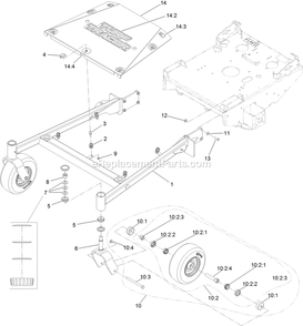 Frame Assembly Diagram and Parts List for TTX680PKC60400 (402082300-404314158)(2018) Exmark Lawn Mower
