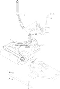 Fuel Tank Mounting Assembly Diagram and Parts List for LZX921GKA726B1 (316000000-399999999)(2016) Exmark Lawn Mower