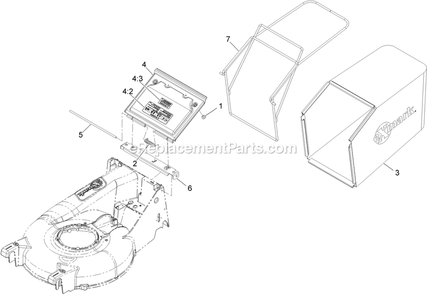 Bag And Door Assembly Diagram and Parts List for ECSHN21 (920000-999999)(2011) Exmark Lawn Mower