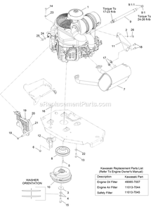 Engine Assembly Diagram and Parts List for LZE691GKA524A2 (315000000-315999999)(2015) Exmark Lawn Mower