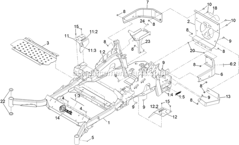 Main Frame Assembly Diagram and Parts List for LZX921GKA726A1 (411294212-999999999)(2022) Exmark Lawn Mower