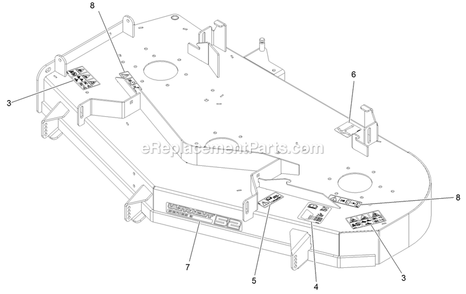 Deck With Decals Assembly Diagram and Parts List for PNS720GKC52300 (316000000-399999999)(2016) Exmark Lawn Mower