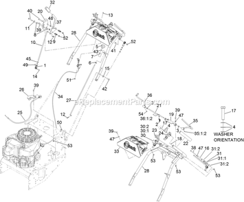 Controls Assembly Diagram and Parts List for VHS481GKA36200 (400000000-402082299)(2017) Exmark Lawn Mower