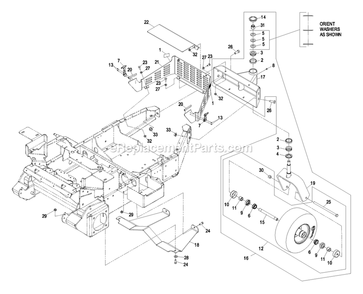 Rear Frame Group 20hp And 23hp Diagram and Parts List for FR20KC (600000-669999)(2006) Exmark Lawn Mower