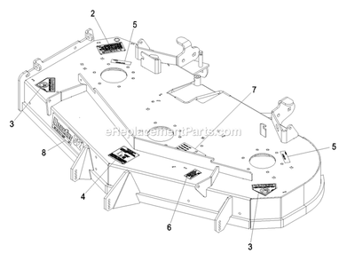 Deck With Decals Assembly (2) Diagram and Parts List for LZZ23KA526 (790000-849999)(2009) Exmark Lawn Mower