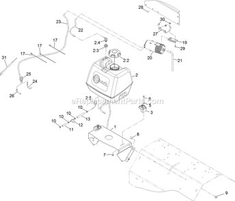 Fuel Assembly Diagram and Parts List for ARX481CKA30000 (316000000-399999999)(2016) Exmark Aerator