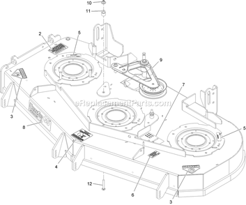Deck With Decals Assembly Diagram and Parts List for LZE27KC604 (920000-999999)(2011) Exmark Lawn Mower