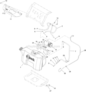 Fuel Assembly Diagram and Parts List for VTS730AKC52400 (402082300-404314158)(2018) Exmark Lawn Mower