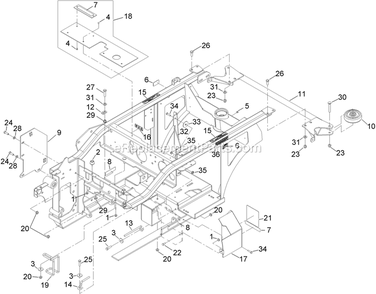 Main Frame Assembly Diagram and Parts List for NV730EKC (312000000-312999999)(2012) Exmark Lawn Mower