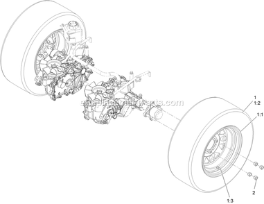Rear Wheel Assembly Diagram and Parts List for RAE708GEM44300 (411294212-999999999)(2022) Exmark Lawn Mower