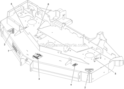 Deck With Decals Diagram and Parts List for LZS740EKC60RS (314000000-314999999)(2014) Exmark Lawn Mower