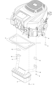 Engine Assembly Diagram and Parts List for QZS708GEM50200 (406294345-408644345)(2020) Exmark Lawn Mower