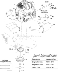 Engine Assembly Diagram and Parts List for LZX801KA606SS (312000000-312999999)(2012) Exmark Lawn Mower